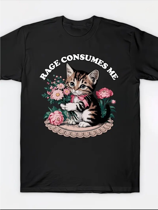 Tops - Rage Consumes Me Black Cat Graphic Tee